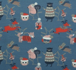 Úplet potisk zvířátka na modré