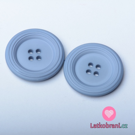 Knoflík kulatý, s ozdobným okrajem šedo - modrý