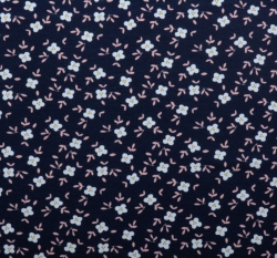 Úplet potisk drobná kvítka na tmavě modré, BIO