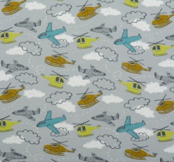 Úplet postik letecká doprava na světle šedé