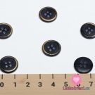 Knoflík tmavě hnědý se zlatým okrajem