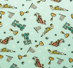 Úplet potisk závodní formule na světle modré, BIO