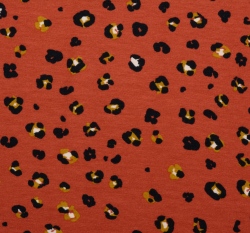 Teplákovina potisk leopardí vzor na cihlové