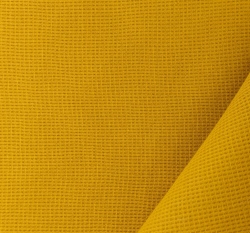 Bavlněný vaflový úplet jednobarevný okrový 