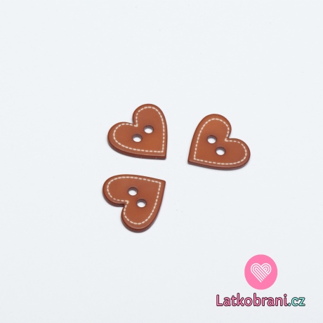 Knoflík vánoční srdíčko hnědé 