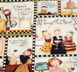 Bavlněný panel dámy v cukrárně