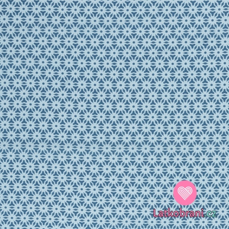 Bavlněné plátno kytičky na modré 