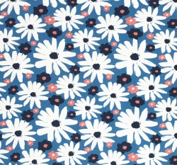 Úplet potisk květiny na modré 