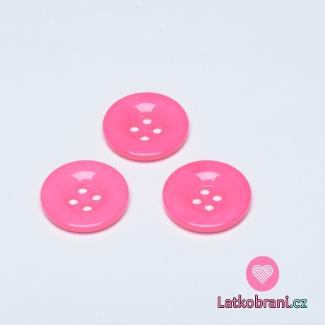 Knoflík hladký, lesklý, růžový 30mm