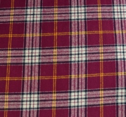 Bavlněný flanel červenobílá kostka se žlutým lemováním