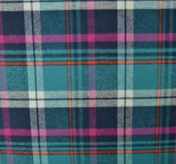 Bavlněný flanel tyrkysovorůžová kostka