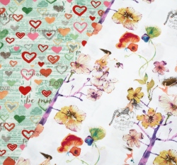 Látkový balíček - bavlna víla mezi květy a srdíčky