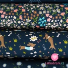 Úplet potisk neposední jezevčíci na tmavě modré