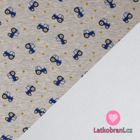 Warmkeeper potisk modré traktory na šedém melé 