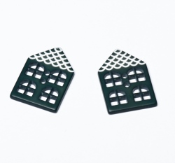 Knoflík ve tvaru domečku tmavě zelený