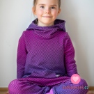 Teplákovina potisk drobný cik-cak fialovo - růžový, lehce počesaná