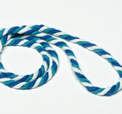 Šňůra bavlněná kroucená 6mm Bílá/Modrá/Petrol