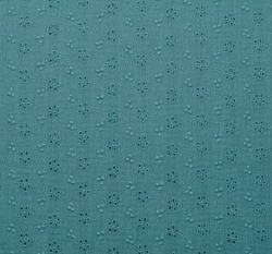 Dvojitá gázovina / mušelín vyšívané kytičky petrolejová