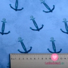 Teplákovina potisk modré kotvy na světle modré, BIO