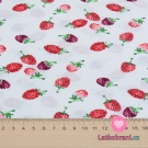 Bavlněný popelín potisk maliny na tmavě modré