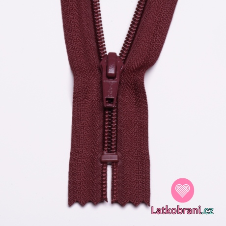 Zip spirálový nedělitelný bordó 15 cm