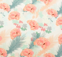 Úplet potisk pastelové havajské květy na bílé