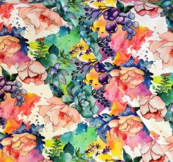 Teplákovina s barevnými květy, duhová zahrádka