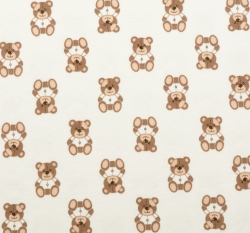 Bavlněný úplet medvídek na smetanové