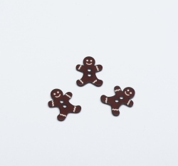 Knoflík vánoční perníček hnědý tmavší