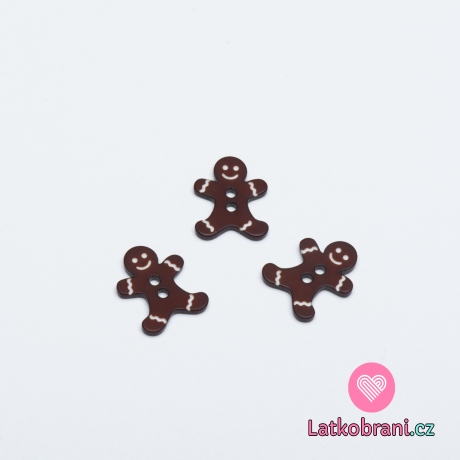 Knoflík vánoční perníček hnědý tmavší