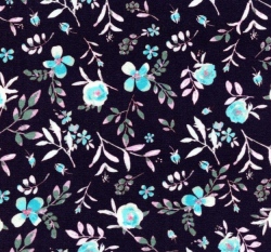 Úplet potisk tyrkysové květiny na tmavě modré