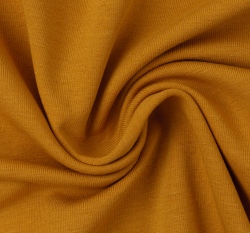 Teplákovina jednobarevná počesaná tmavá hořčicová 