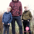 Teplákovina potisk abstrakce na džínově modré 