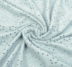 Úplet s dírkovanou výšivkou (madeira) jednobarevný modrý jeans