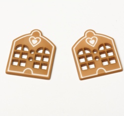 Knoflík ve tvaru domečku se srdíčkem hořčicový