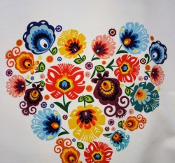 Panel květinové srdce na bílé