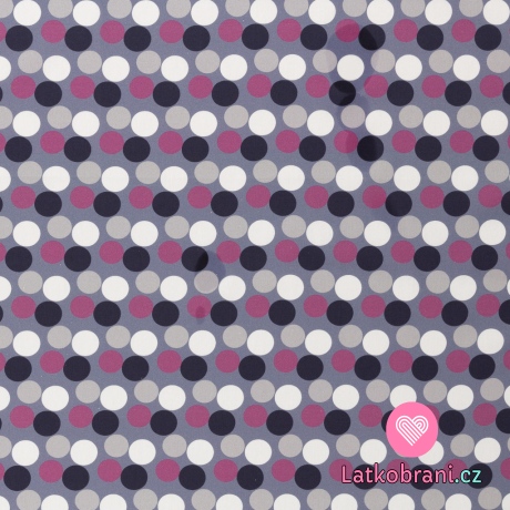 Bavlněné plátno barevné puntíky na šedé