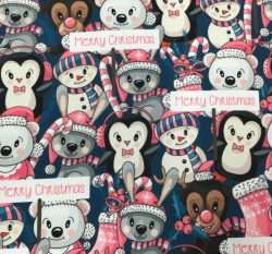 Teplákovina potisk zvířátka se těší na Vánoce :-)