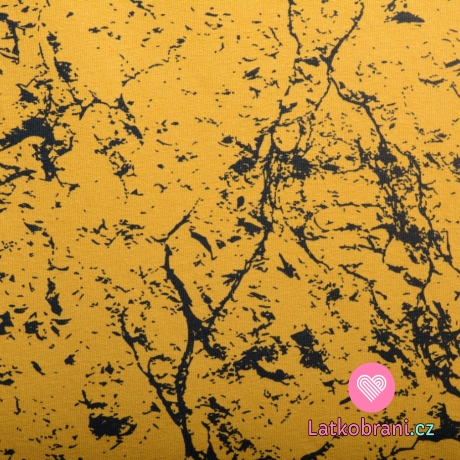 Teplákovina potisk popraskaný beton na hořčicové