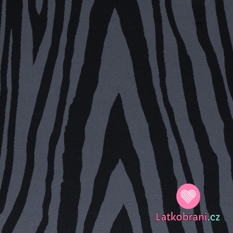 Žakárový úplet černé čáry na ocelově modré