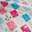 Úplet potisk kotvičky světle a tmavě modré,růžové a bílé na bílé