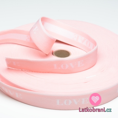 Pruženka text "LOVE" na růžové