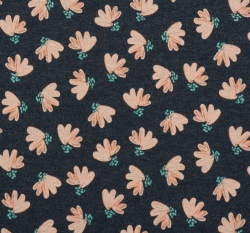 Teplákovina počesaná třpytivé kytičky na indigo melange