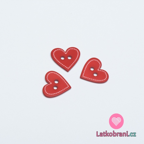 Knoflík vánoční srdíčko červené