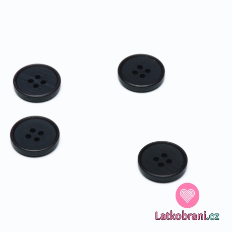 Knoflík kulatý, čtyřdírkový černý