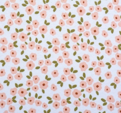 Žebrovaný úplet kytičky na bílé 