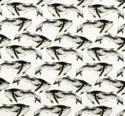 Úplet potisk velryby černé na bílé