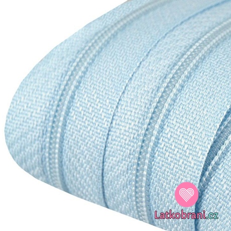 Metrážový zip spirálový 3 mm modrá světlá