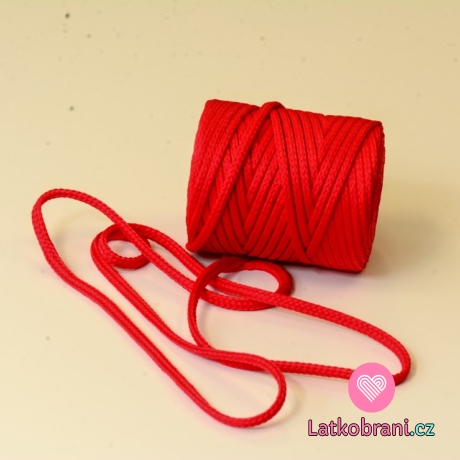 Šňůra kulatá oděvní PES 7 mm červená 