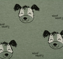 Teplákovina počesaná malované hlavy pejsků na mintové